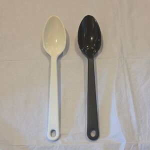 Taylor Made‎ Vintage Plastic Cooking Serving Spoons Black White Set of 2